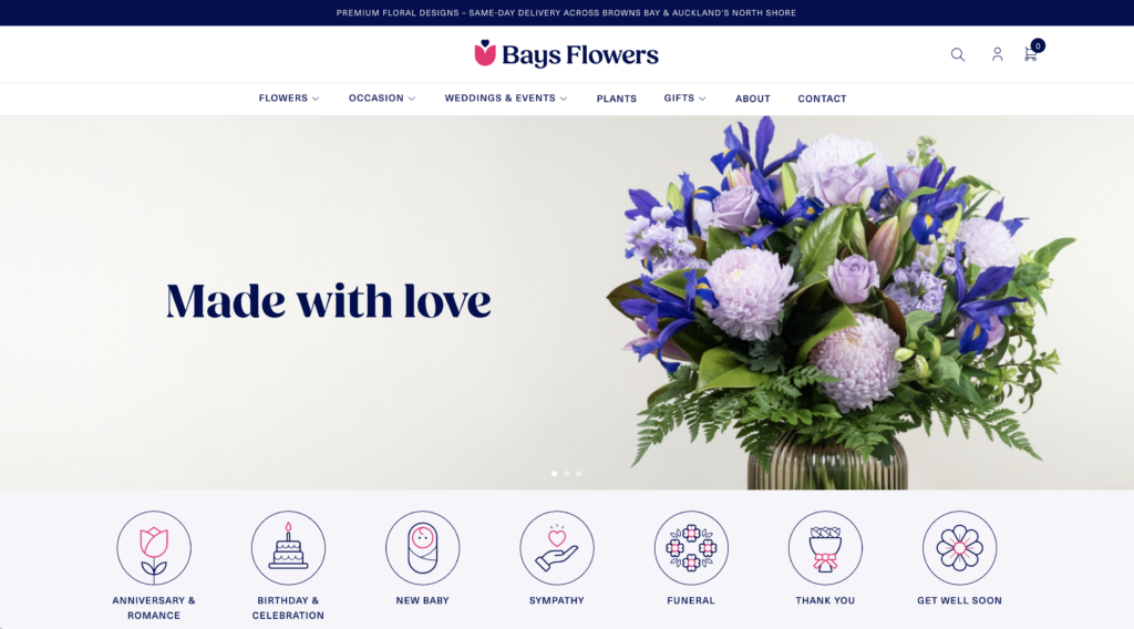 bays flowers homepage